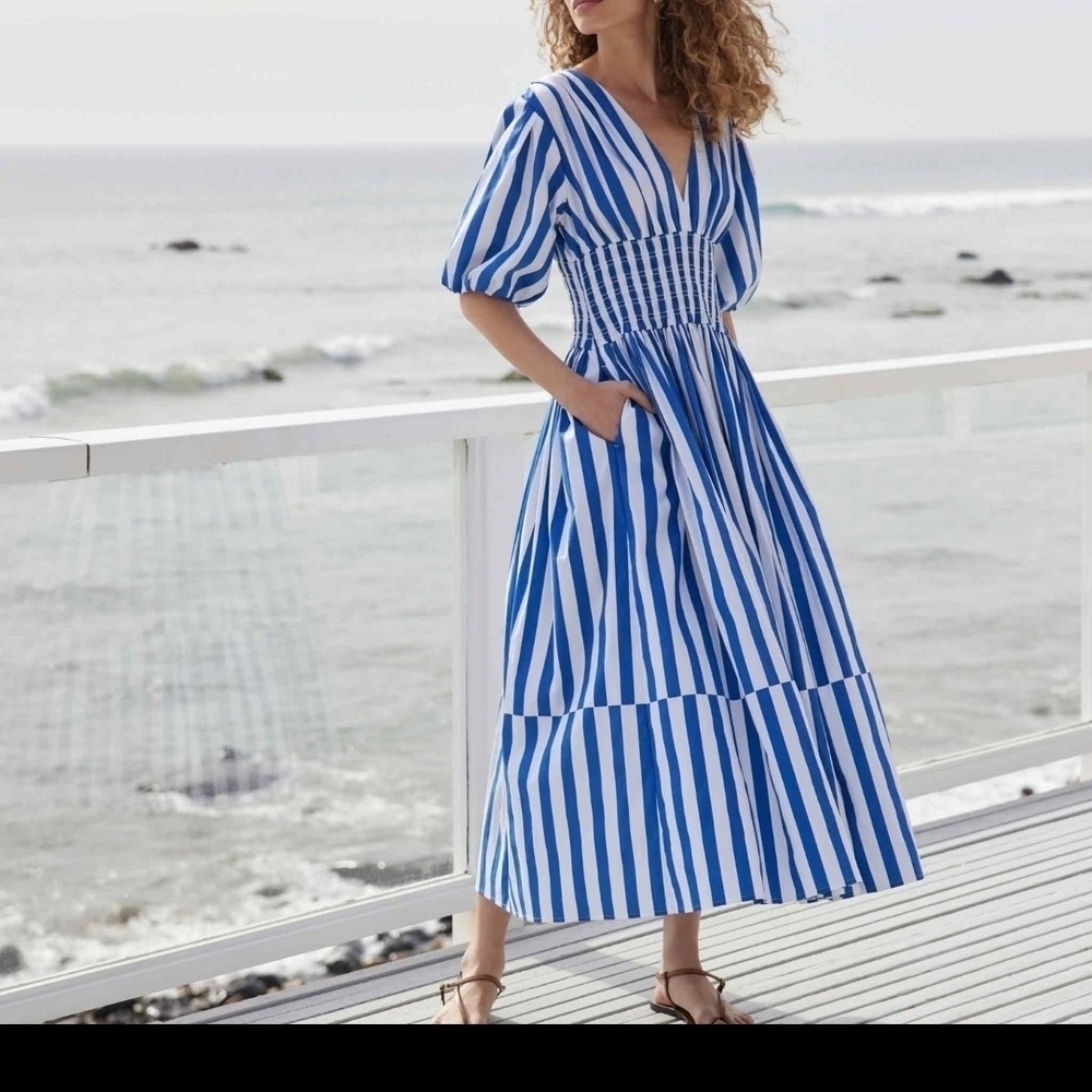 AYR Blue and White Striped Maxi Dress